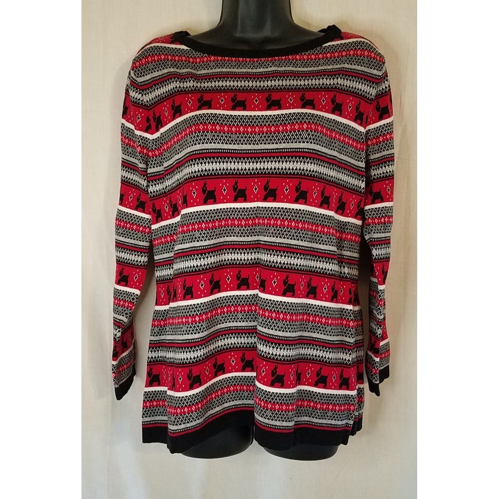 Karen Scott Scottie Dog Sweater Size XL Red Black Knit‎ Y2K
